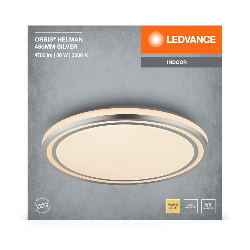 Ledvance - LED Mennyezeti lámpa ORBIS HELMAN LED/36W/230V átm. 48,5 cm ezüst