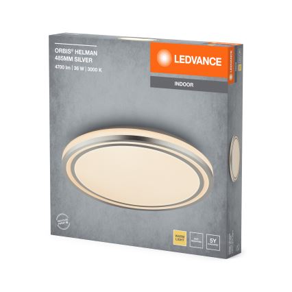 Ledvance - LED Mennyezeti lámpa ORBIS HELMAN LED/36W/230V átm. 48,5 cm ezüst