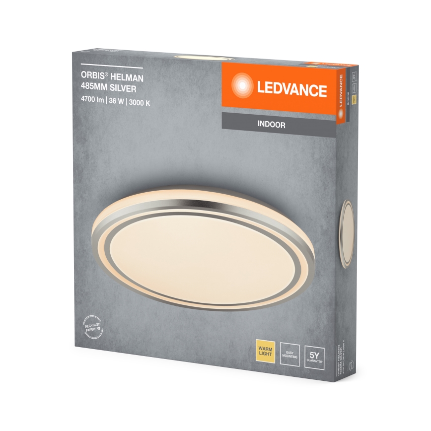 Ledvance - LED Mennyezeti lámpa ORBIS HELMAN LED/36W/230V átm. 48,5 cm ezüst