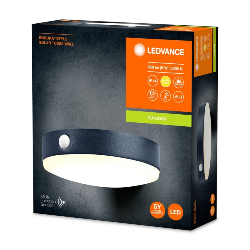Ledvance - LED Napelemes fali lámpa mozgás és alkonyérzékelővel ENDURA STYLE LED/6W/3,7V 1420 mAh IP44