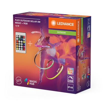 Ledvance - LED RGB dimmelhető napelemes szalag FLEX MAGIC 5m LED/1,6W/3,7V 2000 mAh IP44 + távirányító