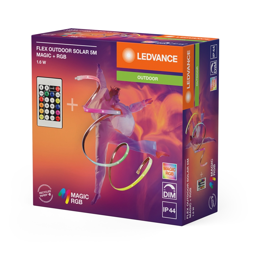 Ledvance - LED RGB dimmelhető napelemes szalag FLEX MAGIC 5m LED/1,6W/3,7V 2000 mAh IP44 + távirányító