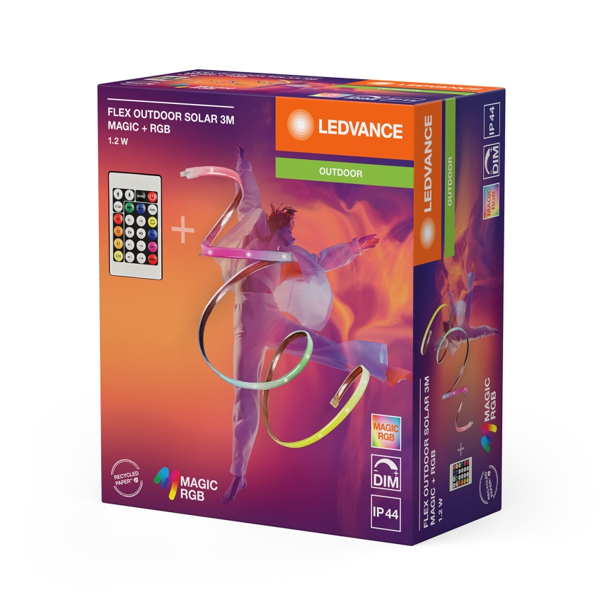 Ledvance - RGB LED dimmelhető napelemes szalag FLEX MAGIC 3 m LED/1,2 W/3,7 V 2000 mAh IP44 + távirányító