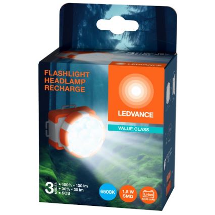 Ledvance - LED Tölthető fejlámpa FLASHLIGHT LED/1,5W/5V 1200 mAh