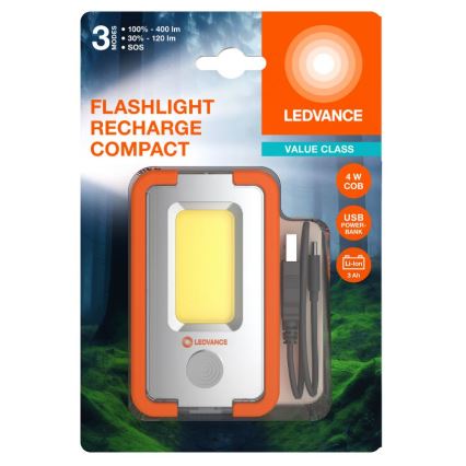 Ledvance - LED Tölthető zseblámpa power bankkal FLASHLIGHT LED/4W/5V 3000mAh IPX2