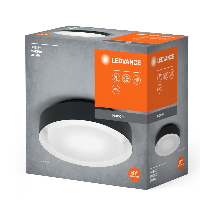 Ledvance - Mennyezeti lámpa ORBIS MADRID 2xE27/10W/230V fekete