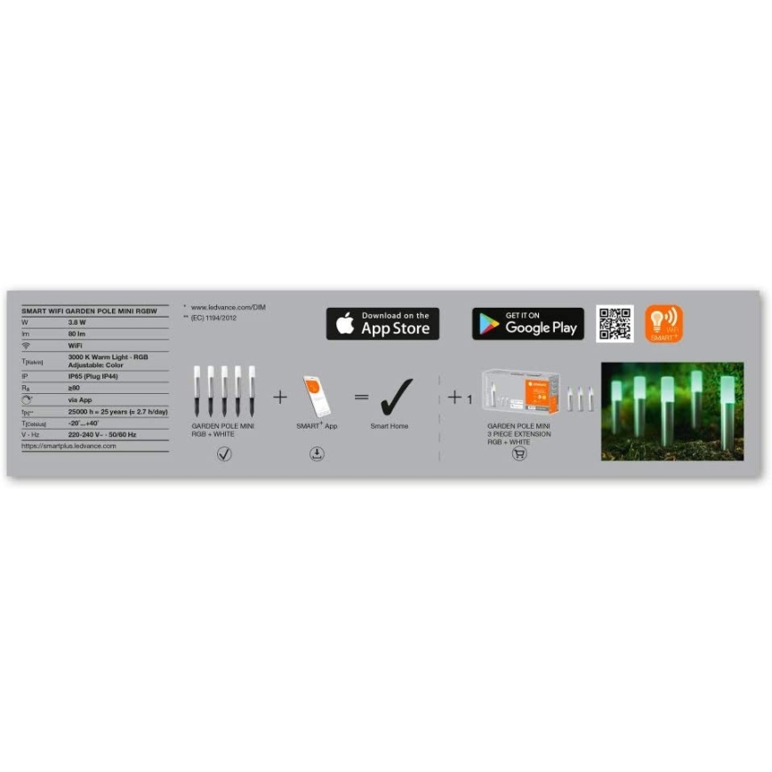 Ledvance - SET 5x LED RGBW Kültéri lámpa SMART + MINI 5xLED/5,7W/230V IP65 Wi-Fi