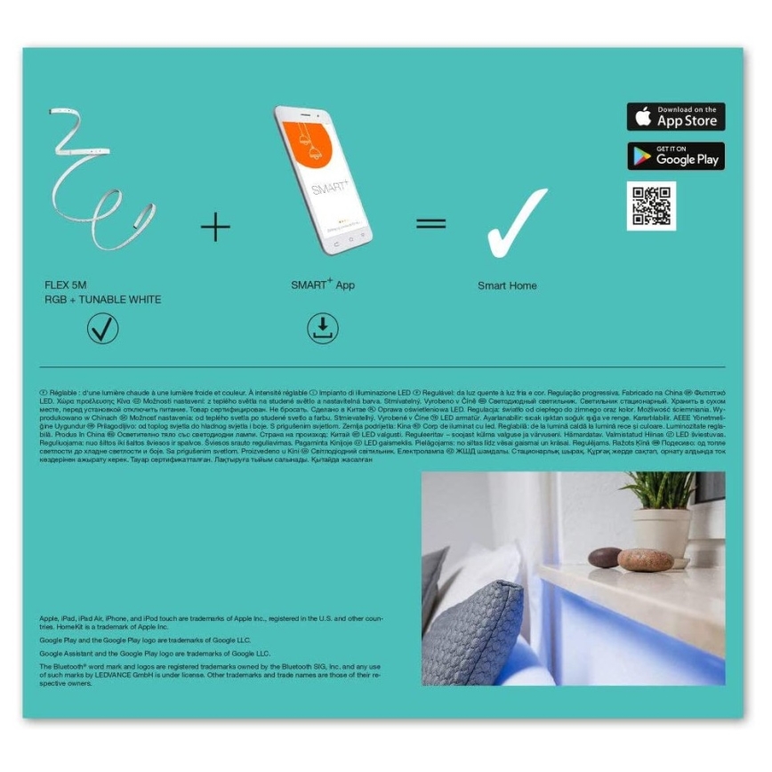 Ledvance - LED RGB+TW állítható fényerejű SMART+ FLEX szalag 5m LED/16W/230V 2700K-6500K Bluetooth