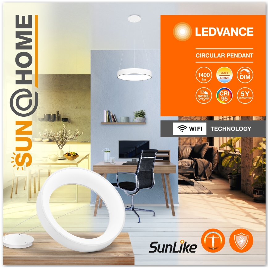 Ledvance - SUN@HOME CIRCULAR LED/18,5W/230V Wi-Fi feszültségszabályozható mennyezeti lámpa kábelre