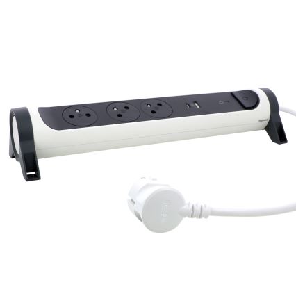 Legrand 049416 - Hosszabbító kapcsolóval 3Z Típus E + USB-A + USB-C 1,5m