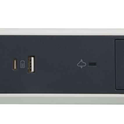 Legrand 049416 - Hosszabbító kapcsolóval 3Z Típus E + USB-A + USB-C 1,5m