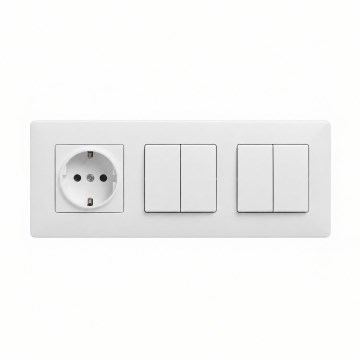 Legrand - 2x 5-ös dupla soros kapcsoló és háztartási SCHUKO aljzat NILOE STEP kerettel 250V fehér