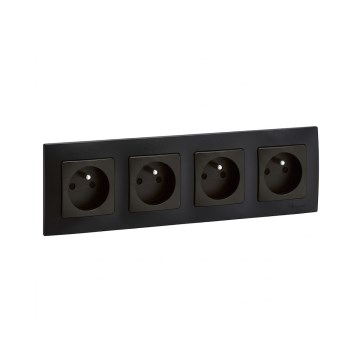Legrand - 4-es fali konnektor kerettel NILOE 250V fekete