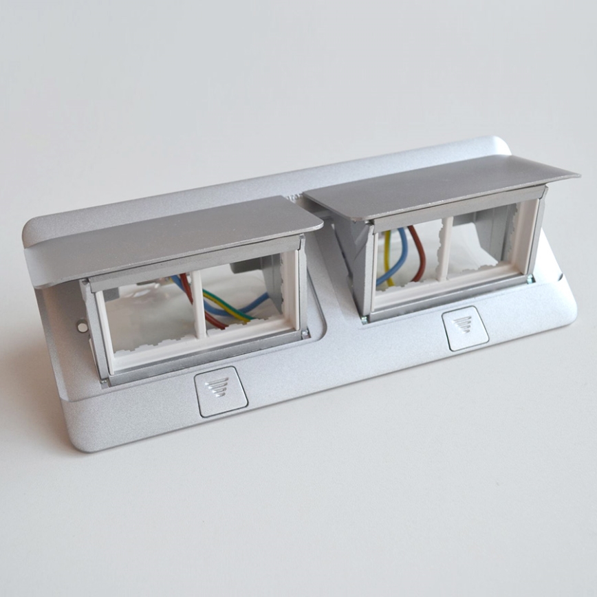 Legrand 54013 - konnektor asztallapba POP-UP 2x4M alumínium