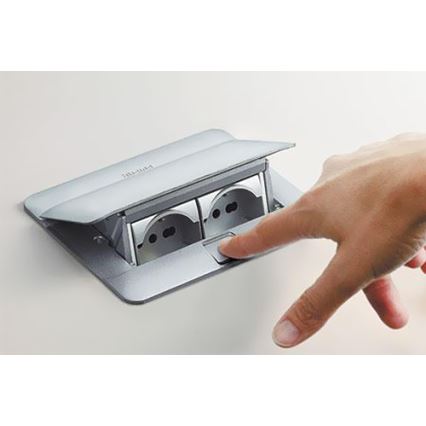 Legrand 54013 - konnektor asztallapba POP-UP 2x4M alumínium