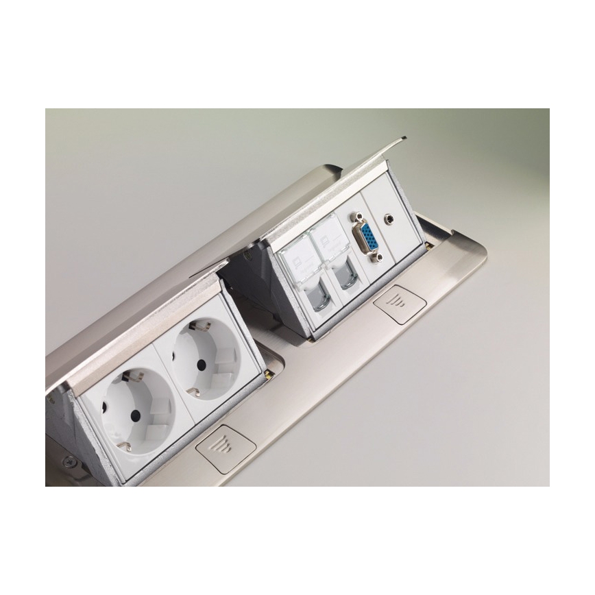 Legrand 54023 - konnektor asztallapba POP-UP 2x4M nerez