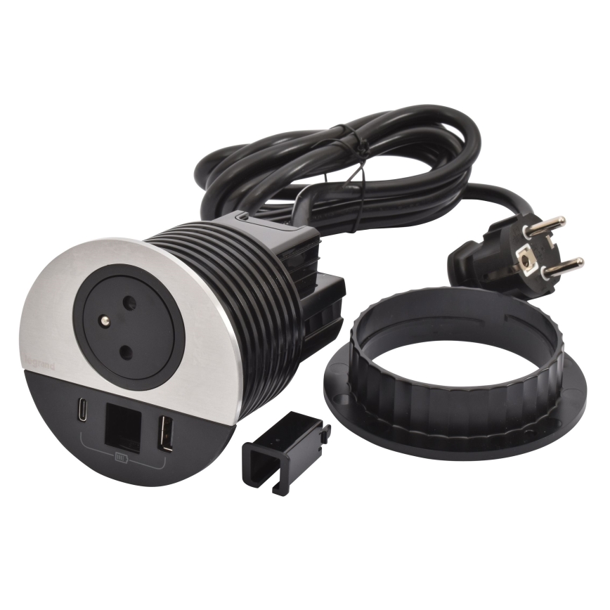 Legrand 654708 - Aljzatoszlop asztalokhoz 1x230V + USB-A + USB-C + RJ45