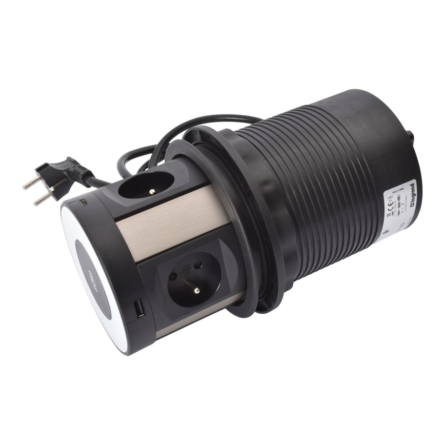 Legrand 654981 - Aljzatoszlop asztalokhoz 4x230V + 2xUSB-A + 2xUSB-C + Vezeték nélküli töltés