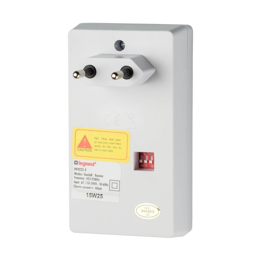 Legrand 94222 - vezeték nélküli csengő ELIOT 230V fehér