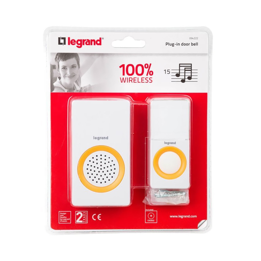 Legrand 94222 - vezeték nélküli csengő ELIOT 230V fehér