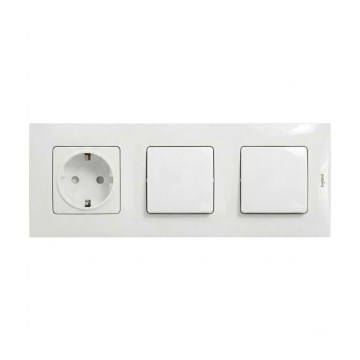 Legrand - Dupla egypólusú kapcsoló sz. 1 és háztartási SCHUKO aljzat NILOE 250V fehér