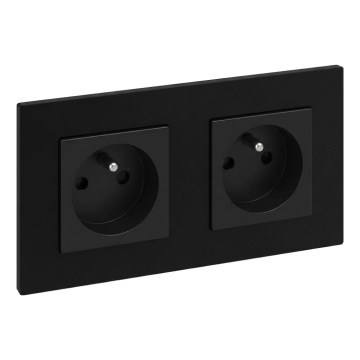 Legrand - Dupla fali aljzat 250V/16A, NILOE STEP kerettel, fekete