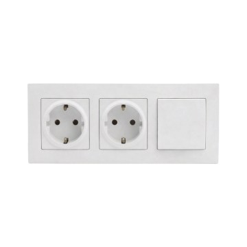 Legrand - Dupla háztartási SCHUKO aljzat és 1-es egypólusú kapcsoló NILOE STEP kerettel 250V fehér