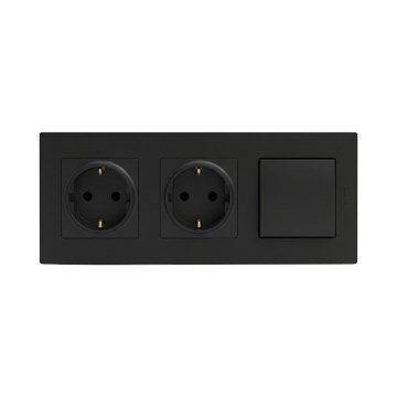 Legrand - Dupla háztartási SCHUKO aljzat és egypólusú kapcsoló sz. 1 NILOE STEP 250V fekete