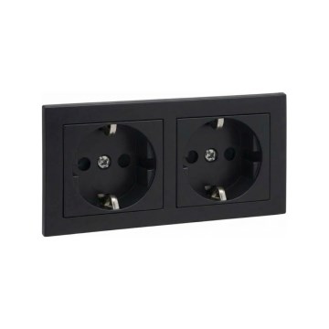 Legrand - Dupla háztartási SCHUKO aljzat SUNO kerettel 250V fekete