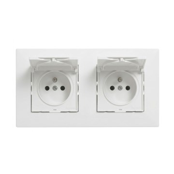 Legrand - Dupla kültéri fali dugalj kerettel NILOE STEP 250V IP44 fehér