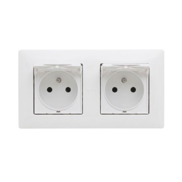 Legrand - Dupla kültéri háztartási dugalj kerettel NILOE STEP 250V IP44 fehér