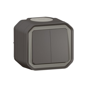 Legrand - Dupla lépcsőházi kapcsoló 6+6 PLEXO IP55 antracit