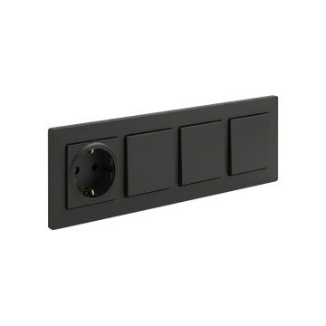 Legrand - Három egypólusú kapcsoló (1-es) és SCHUKO háztartási aljzat NILOE STEP kerettel 250V fekete