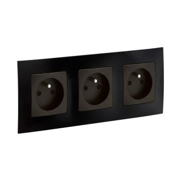 Legrand - Háromfoglalatos lakossági aljzat kerettel NILOE 250V fekete