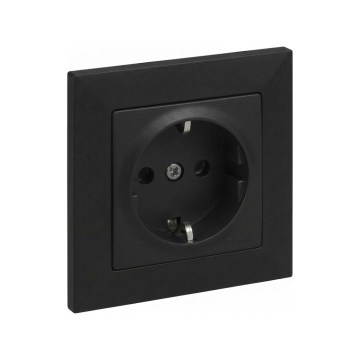 Legrand - Háztartási SCHUKO aljzat SUNO kerettel 250V fekete