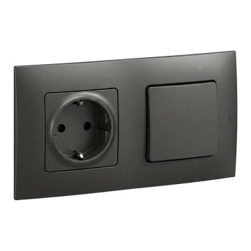 Legrand - háztartási SCHUKO csatlakozóaljzat és 1-es egypólusú kapcsoló NILOE kerettel 250V fekete