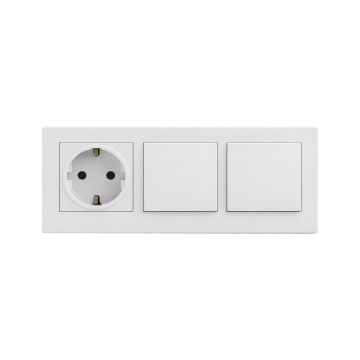 Legrand - Kettős egypólusú 1-es kapcsoló és háztartási SCHUKO aljzat NILOE STEP kerettel 250V fehér