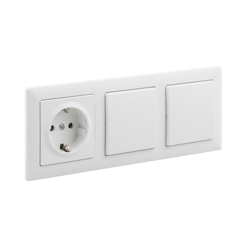 Legrand - Kettős egypólusú 1-es kapcsoló és SCHUKO lakossági aljzat, SUNO kerettel, 250V, fehér