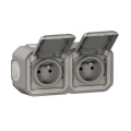 Legrand - Kültéri dupla aljzat 250V/16A PLEXO IP55 szürke