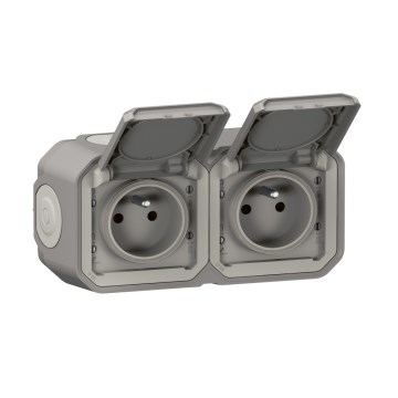 Legrand - Kültéri dupla aljzat 250V/16A PLEXO IP55 szürke