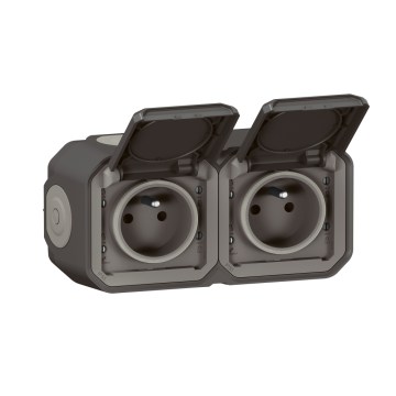 Legrand - Kültéri dupla dugalj 250V/16A PLEXO IP55 antracit