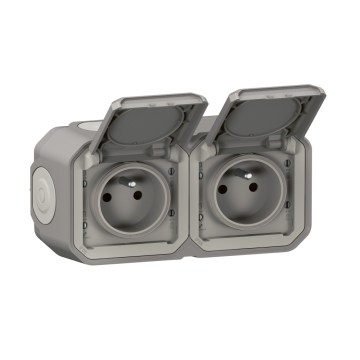 Legrand - Kültéri dupla dugaljzat PLEXO 250V IP55 szürke