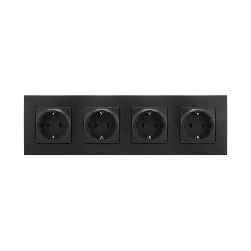 Legrand - Négyes fali SCHUKO konnektor NILOE 250V fekete