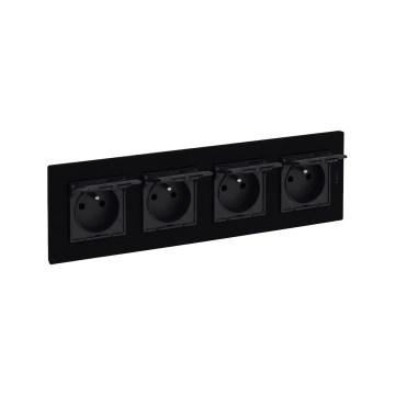 Legrand - Négyes kültéri háztartási aljzat kerettel NILOE STEP 250V IP44 fekete