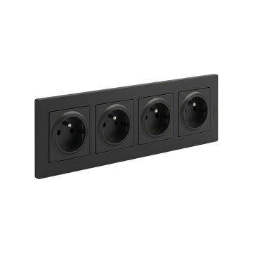 Legrand - Négymodulos lakossági fali aljzat kerettel NILOE STEP 250V fekete