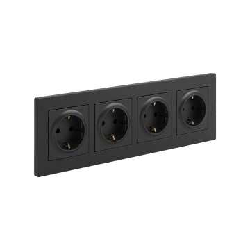 Legrand - Négyszeres háztartási SCHUKO dugalj kerettel NILOE STEP 250V fekete