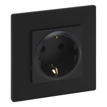 Legrand - NILOE STEP fekete keretes háztartási SCHUKO aljzat 250V/16A