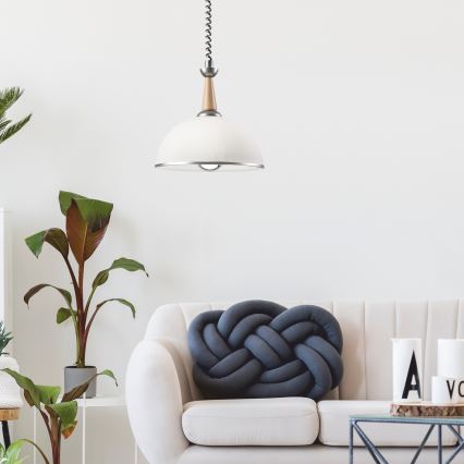 Behúzható csillár CHIARA 1xE27/60W/230V ezüst/beige/tölgy