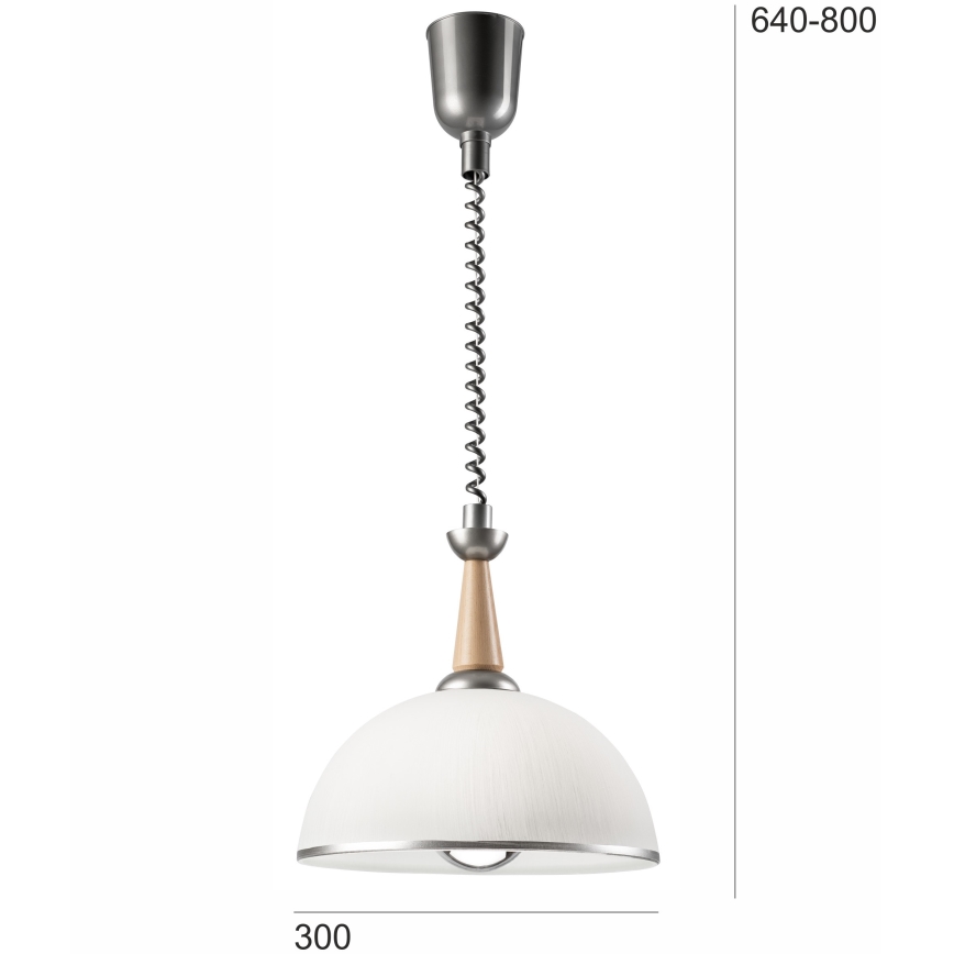 Behúzható csillár CHIARA 1xE27/60W/230V ezüst/beige/tölgy