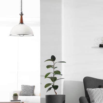 Behúzható csillár CHIARA 1xE27/60W/230V ezüst/barna/bükk